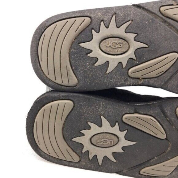 UGG Kentt Black Leather Sheepskin Winter Boots 7 - Picture 10 of 11